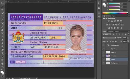 فایل لایه باز فتوشاپ کارت شهروندی یا ای دی کارت هلند