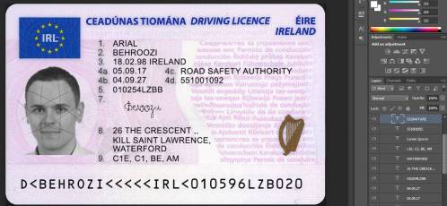 لایه باز فتوشاپ گواهینامه ایرلند