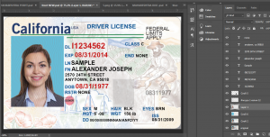 دانلود فایل فتوشاپ گواهینامه رانندگی ایالت کالیفورنیا آمریکا