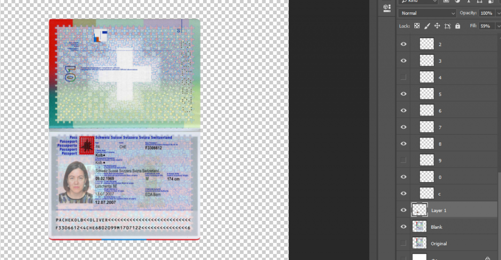 لایه باز فتوشاپ پاسپورت سوییس