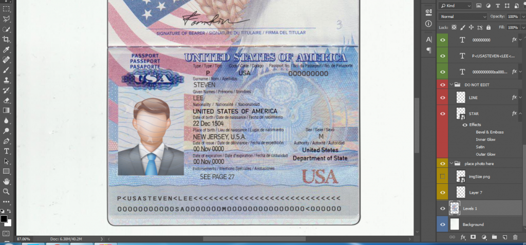 دانلود لایه باز پاسپورت آمریکا