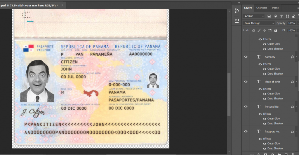 دانلود لایه باز پاسپورت پاناما