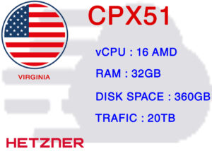 سرور مجازی ابری ویرجینیا پلن دهم  CPX51 VIRGINIA USA
