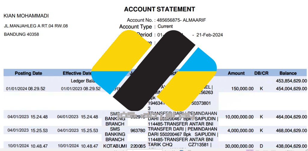دانلود صورتحساب بانکی اندونزی