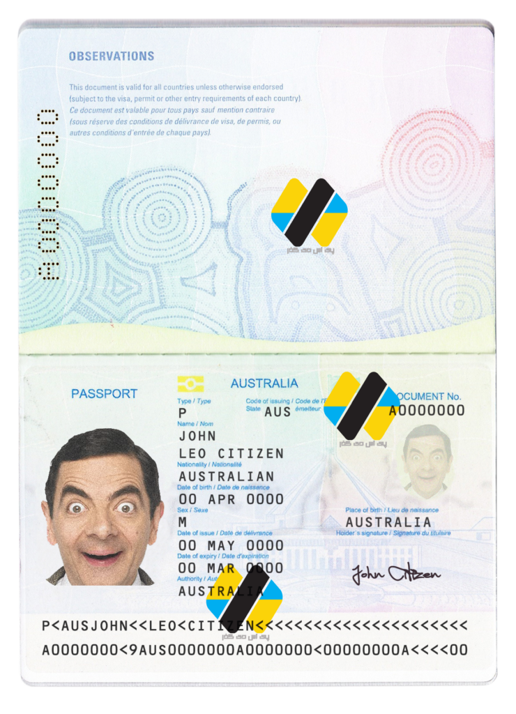دانلود لایه باز پاسپورت استرالیا ورژن جدید پ| Download new version of the Australian passport psd template