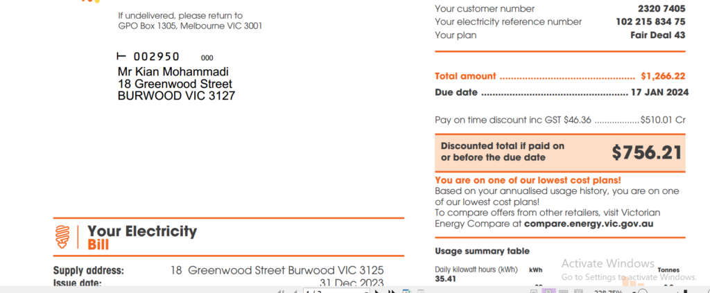 دانلود قبض برق استرالیا| Download the new PDF version of Australia electricity bill 2024