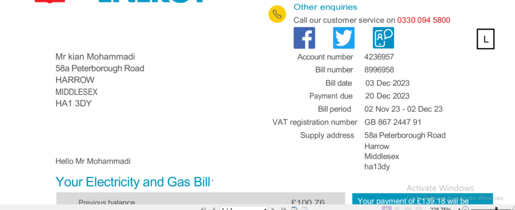 دانلود قبض برق و گاز بریتانیا | Download British electricity and gas bills