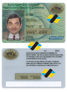 دانلود لایه باز کارت اقامت استرالیا (آی دی کارت استرالیا)