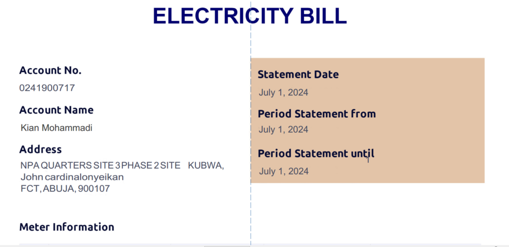 دانلود پی دی اف قبض نیجریه نسخه 2024 قابل ویرایش | download pdf editable nigeria ELECTRIC bill