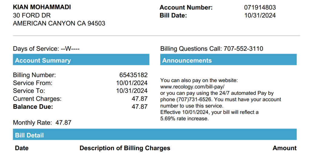 نسخه جدید پی دی اف قابل ویرایش قبض کالیفورنیا آمریکا | NEW VERSION PDF FULL EDIABLE CALIFORNIA UTILITY BILL