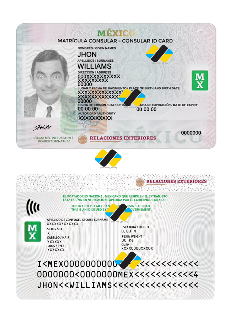 دانلود لایه باز کارت کنسولگری مکزیک | download Mexico consular ID card PSD template